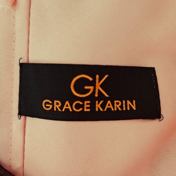 Grace Karin Womens Peach Floral Chiffon Corset Back Formal Maxi Dress 8 Prom - Picture 9 of 16